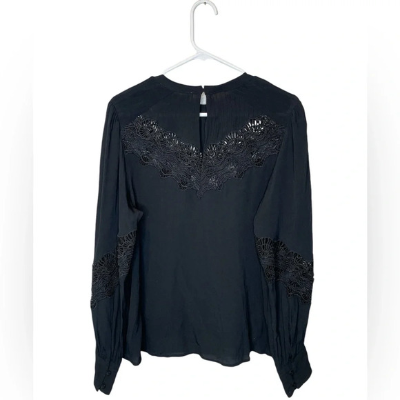 IRO Balden Lace Inset Blouse In Black Size 38/ US 6 - Picture 3 of 11